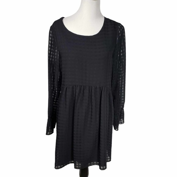 BCBGeneration size Large Long Sheer Sleeve Gingham Dress - Picture 1 of 7